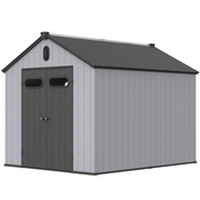 XWT013-1 Resin Plastic Storage Shed for Backyard Garden with Spire Tool Storage 8x10ft