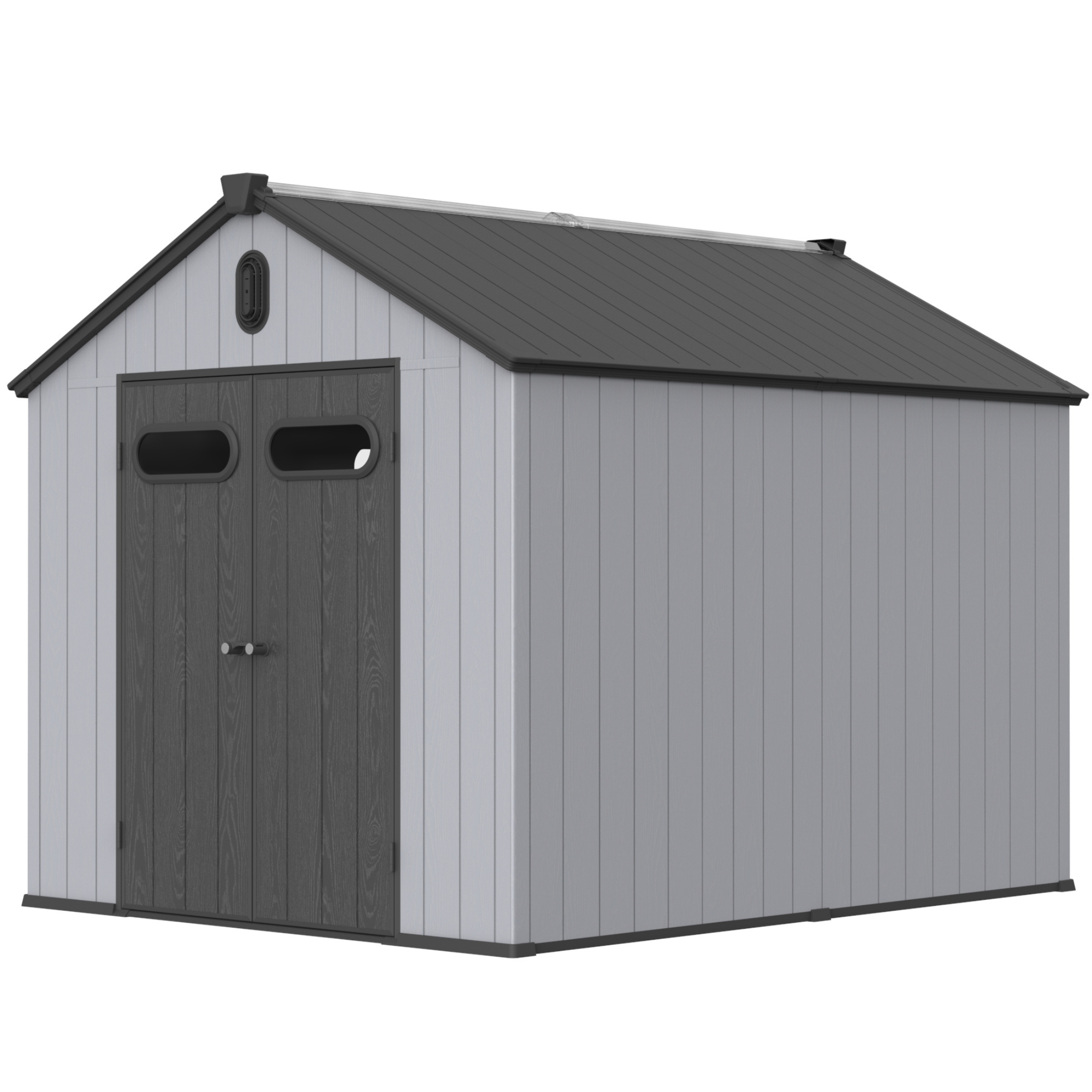 XWT013-1 Resin Plastic Storage Shed for Backyard Garden with Spire Tool Storage 8x10ft