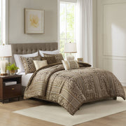 6 Piece Jacquard Comforter Set with Throw Pillows-King/Cal King