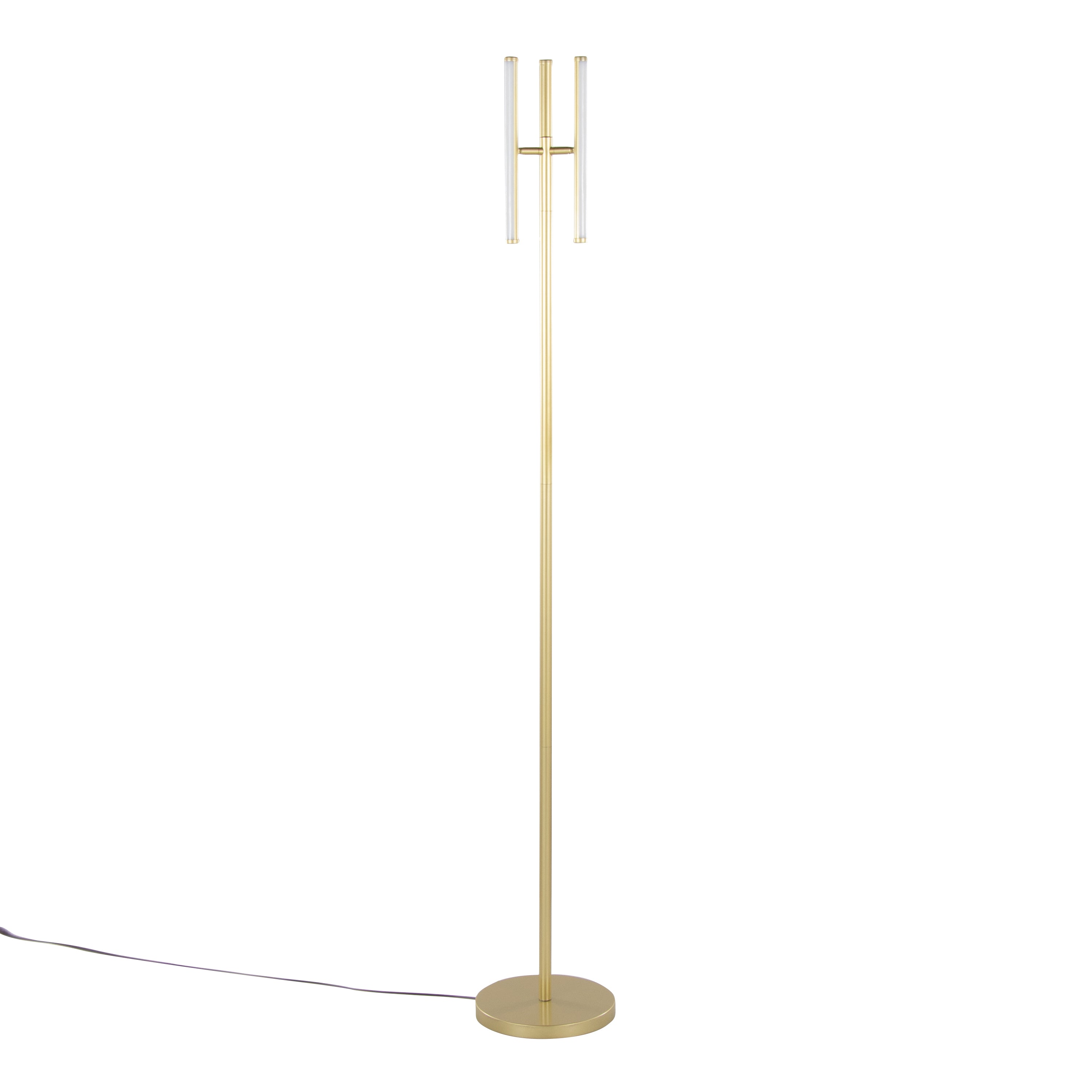 Icicle 65' Modern Swivel Floor Lamp in Gold Metal by LumiSource