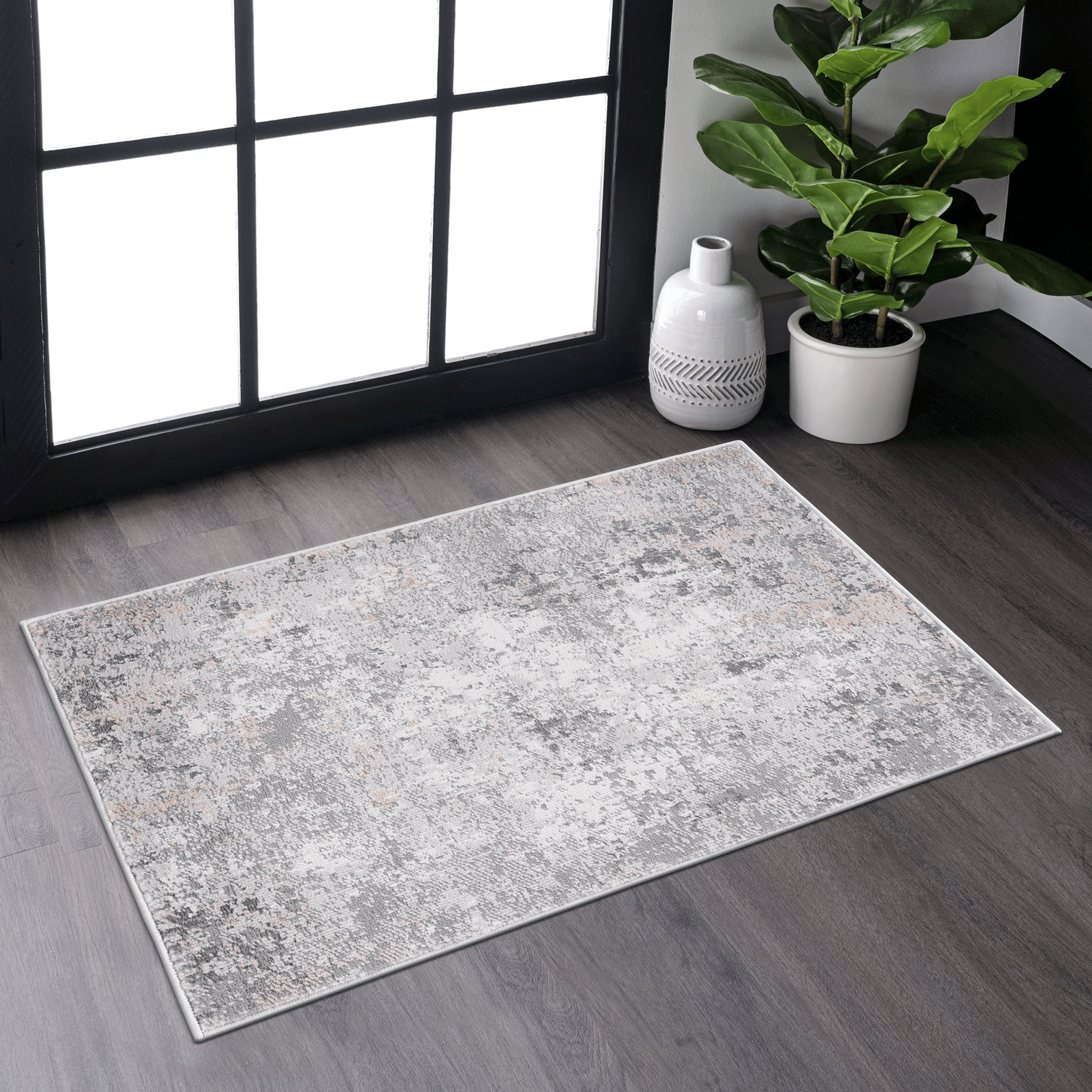 LOOM & LUXE Collection 2X3 Grey/Multi/Abstract Non-Shedding Living Room Bedroom Dining Home Office Stylish and Stain Resistant Area Rug