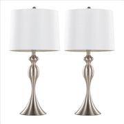 Ashland 27' Contemporary Metal Table Lamp in Brushed Nickel with White Textured Linen Shade from Grandview Gallery by LumiSource - Set of 2