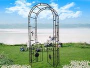 Metal Garden Arch  with doors Garden Arbor Trellis Climbing Plants Support Arch Outdoor Arch Wedding Arch Party Events Archway Black