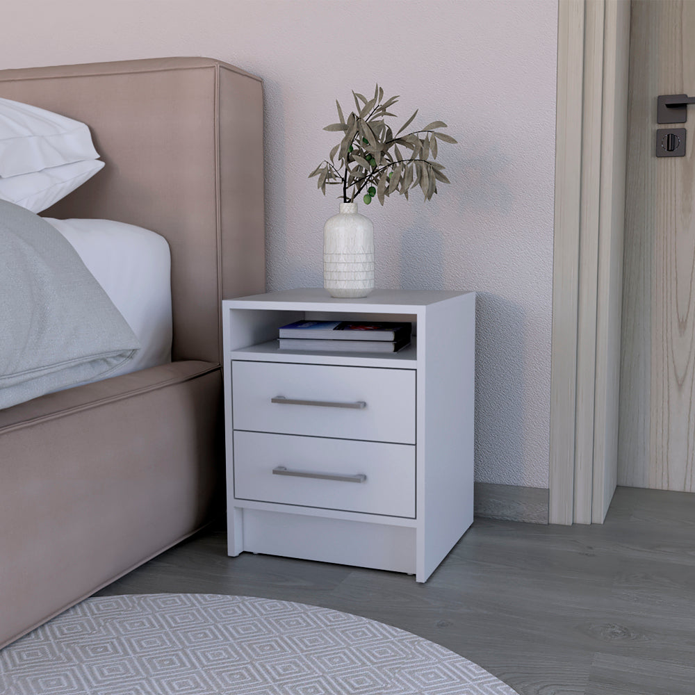 Nightstand Cartiz, Two Drawers, White Finish