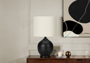 Lighting, 17'h, Table Lamp, Black Ceramic, Ivory / Cream Shade, Transitional