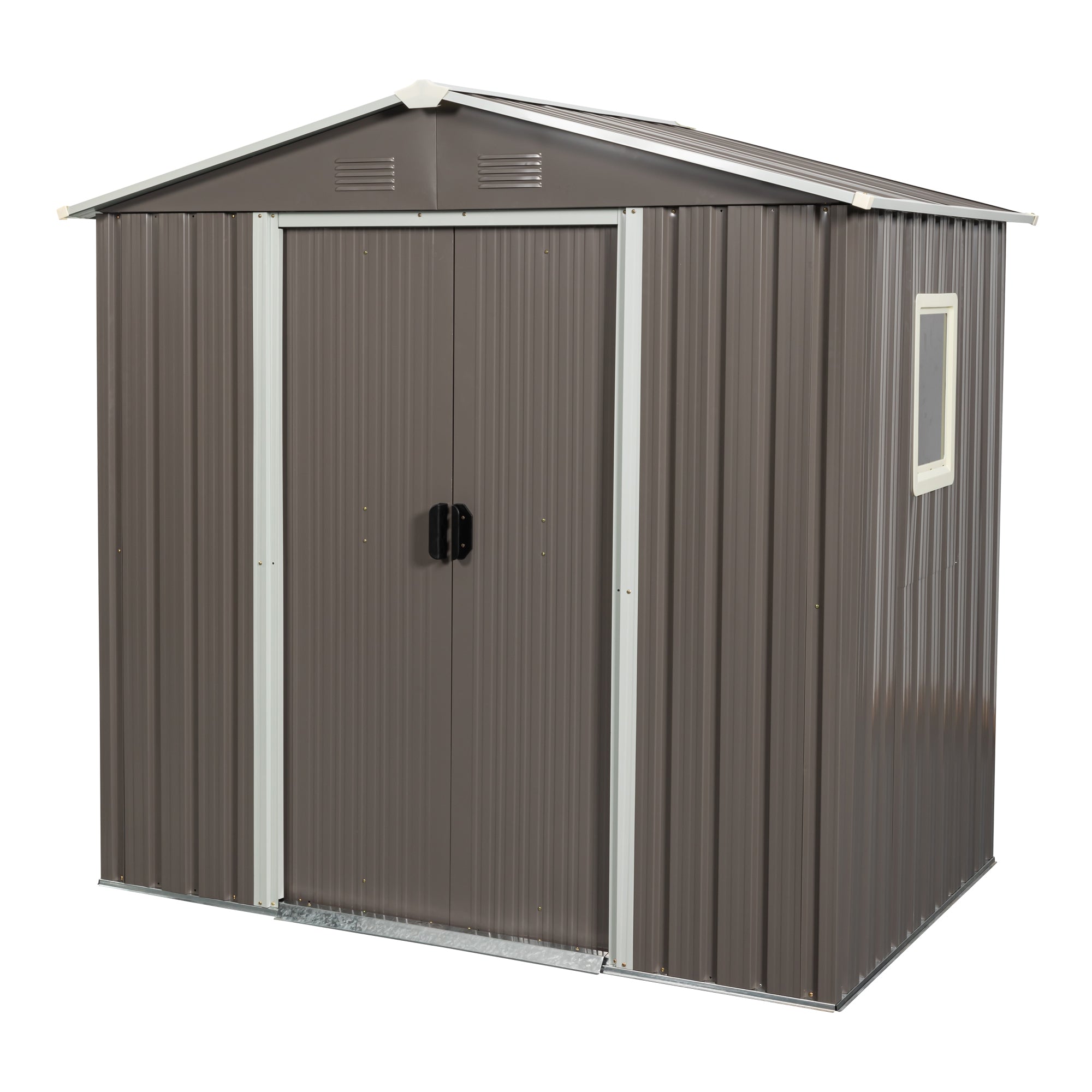 Outdoor Metal Storage Shed with Window Gray Iron 6ft x 5ft