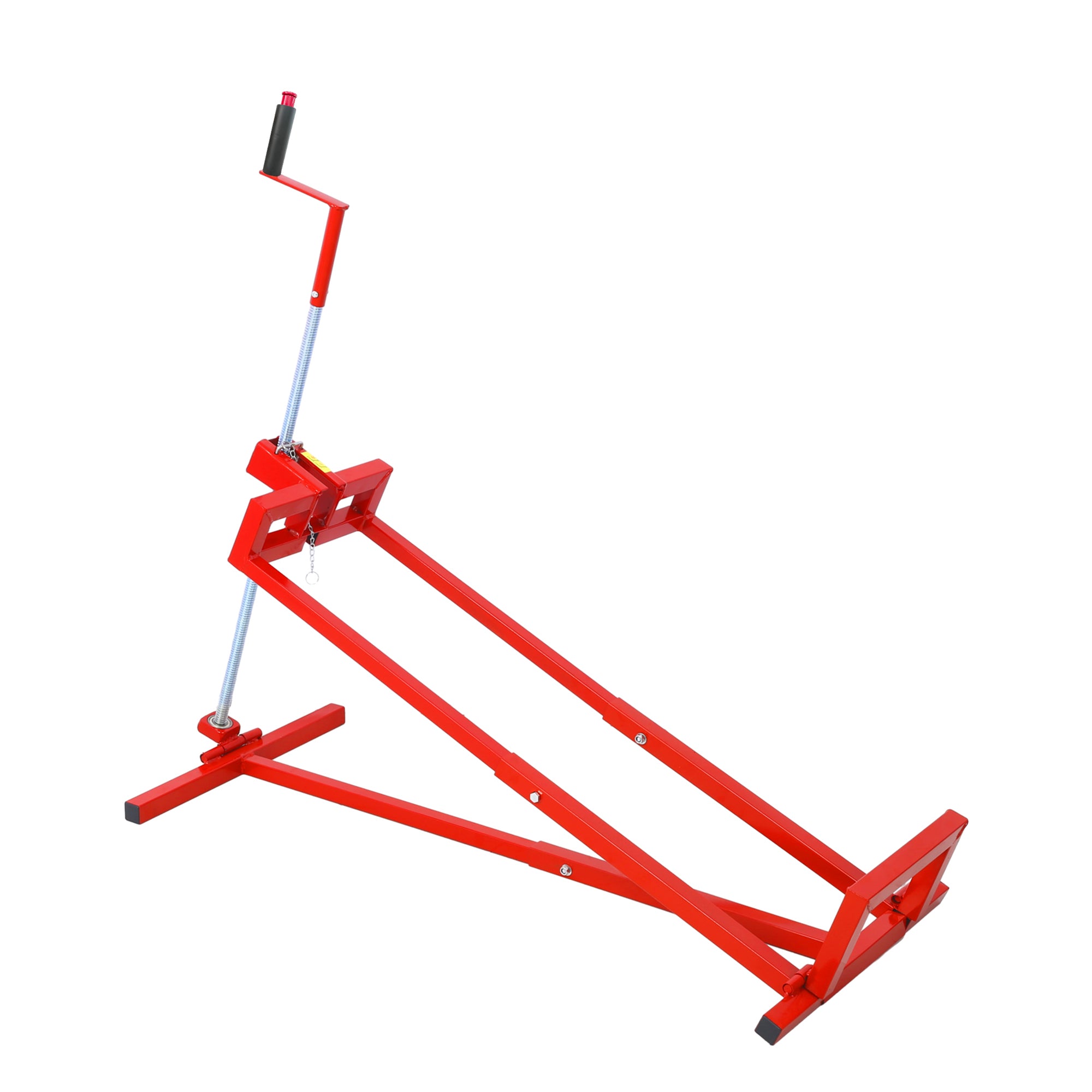 Heavy Duty Steel Riding Mower Lift, 880 Lbs Lawn Mower Lift Jack, Foldable Lawn Tractor Lift, Telescopic Maintenance Jack with Manual & Power Tool Handle for Lawn Mowers and Garden Tractors, Red