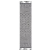 Guros Collection 2X8 Grey / White / Geometric Indoor / Outdoor Runner Rug