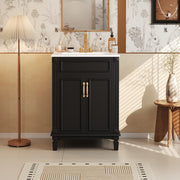 24'' Bathroom Vanity with Top Sink, Modern Bathroom Storage Cabinet with 2 Soft-Closing Doors and Adjustable Shelf, Solid Wood Frame