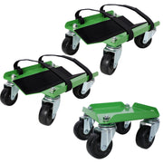 Heavy Duty Snowmobile Dolly V-Slide with 2.5' Swivel Casters and Rubber Pad for Skis, Green Steel