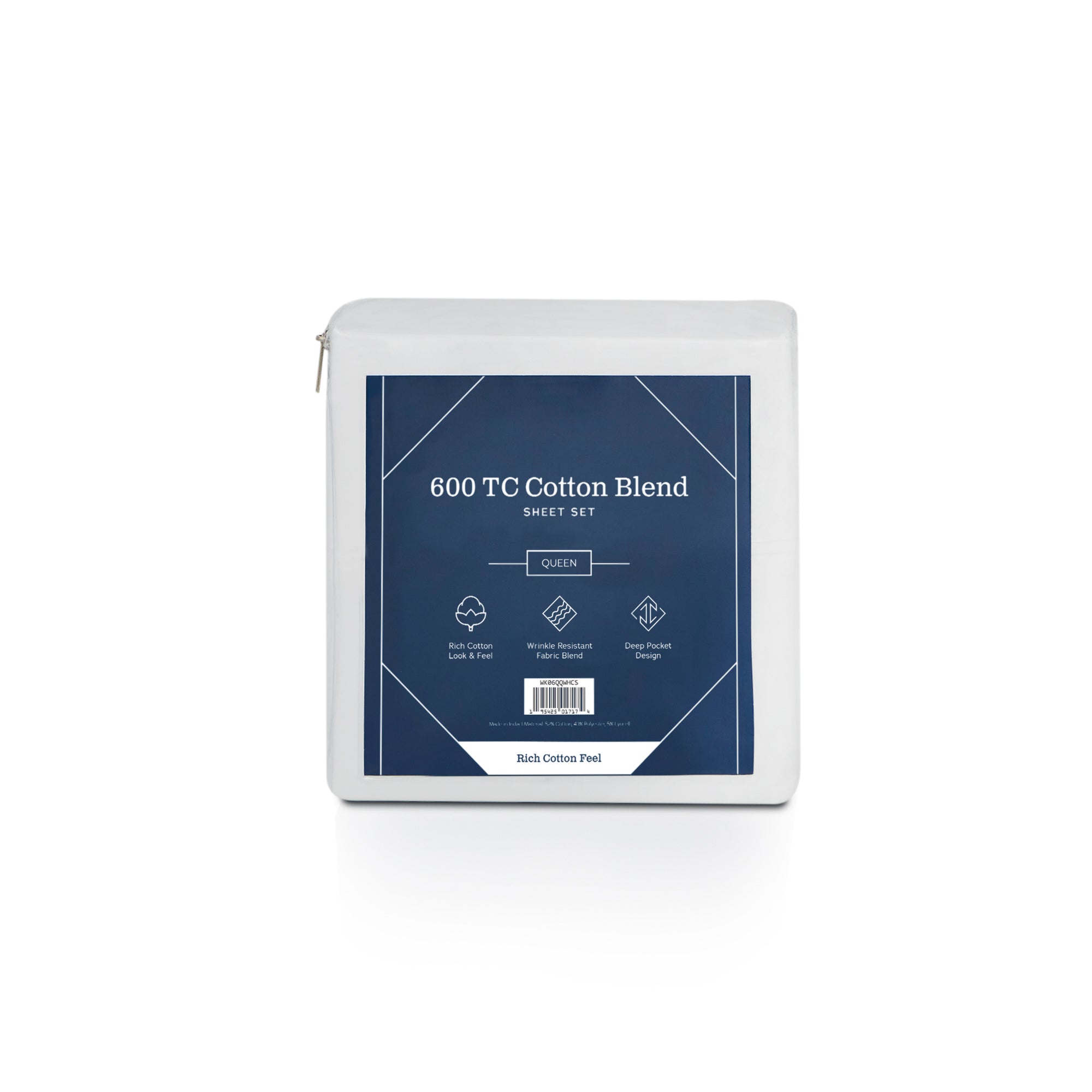 Weekender 600 TC Cotton Rich Sheet Set, split cal king, White