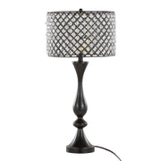 Topaz 27' Contemporary Metal Table Lamp in Oil Rubbed Bronze with Clear K9 Crystal and Metal Shade from Grandview Gallery by LumiSource