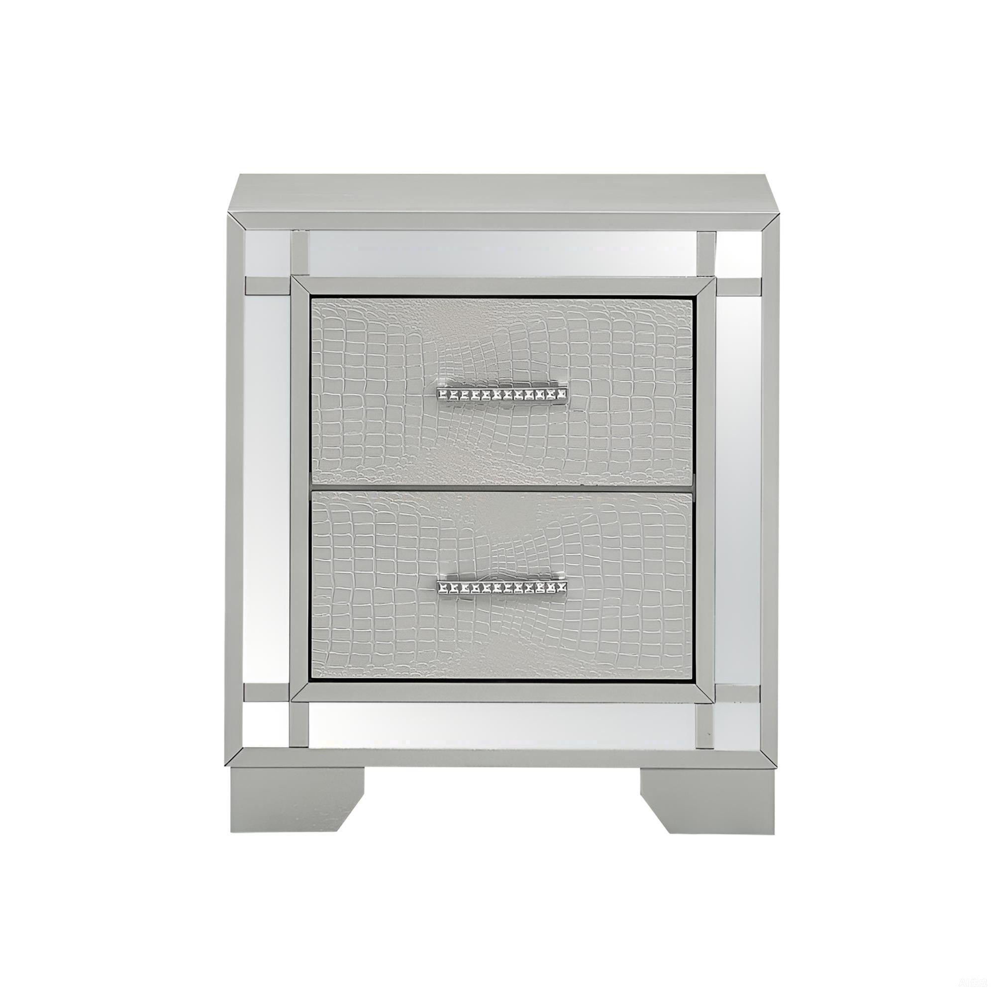 Elegant Silver Champagne Accent Table with Versatile Use and Sturdy Particle Board Construction