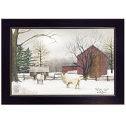 'Winter Coat (sheep)' by Billy Jacobs, Ready to Hang Framed Print, Black Frame