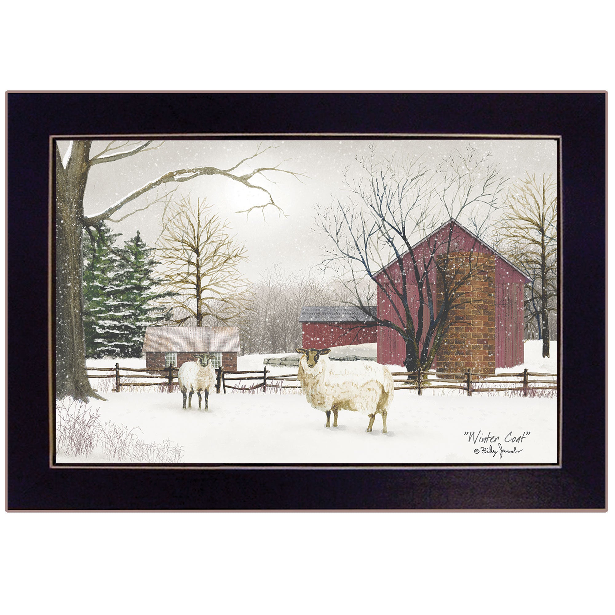 'Winter Coat (sheep)' by Billy Jacobs, Ready to Hang Framed Print, Black Frame