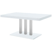 Creston White High Gloss and Chrome Rectangular Dining Table