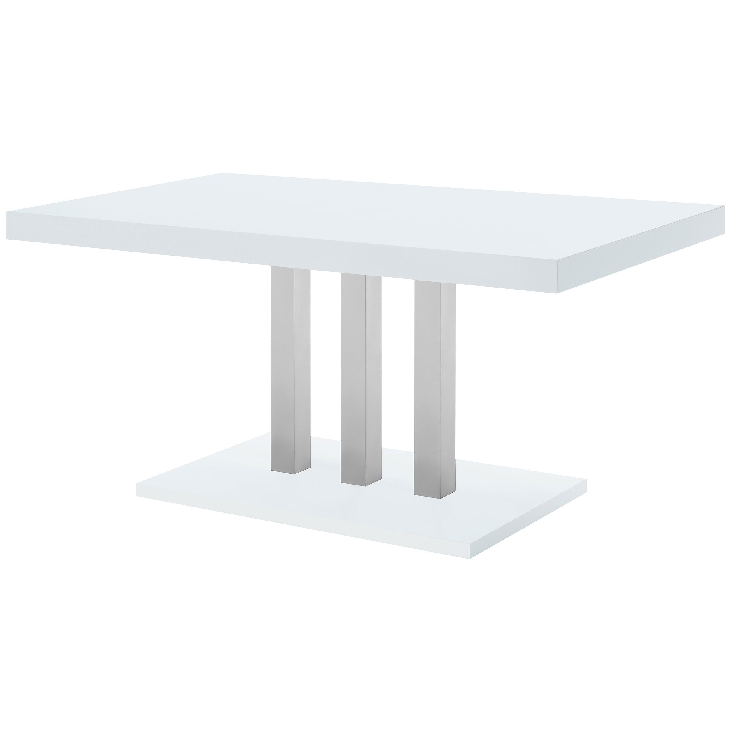 Creston White High Gloss and Chrome Rectangular Dining Table