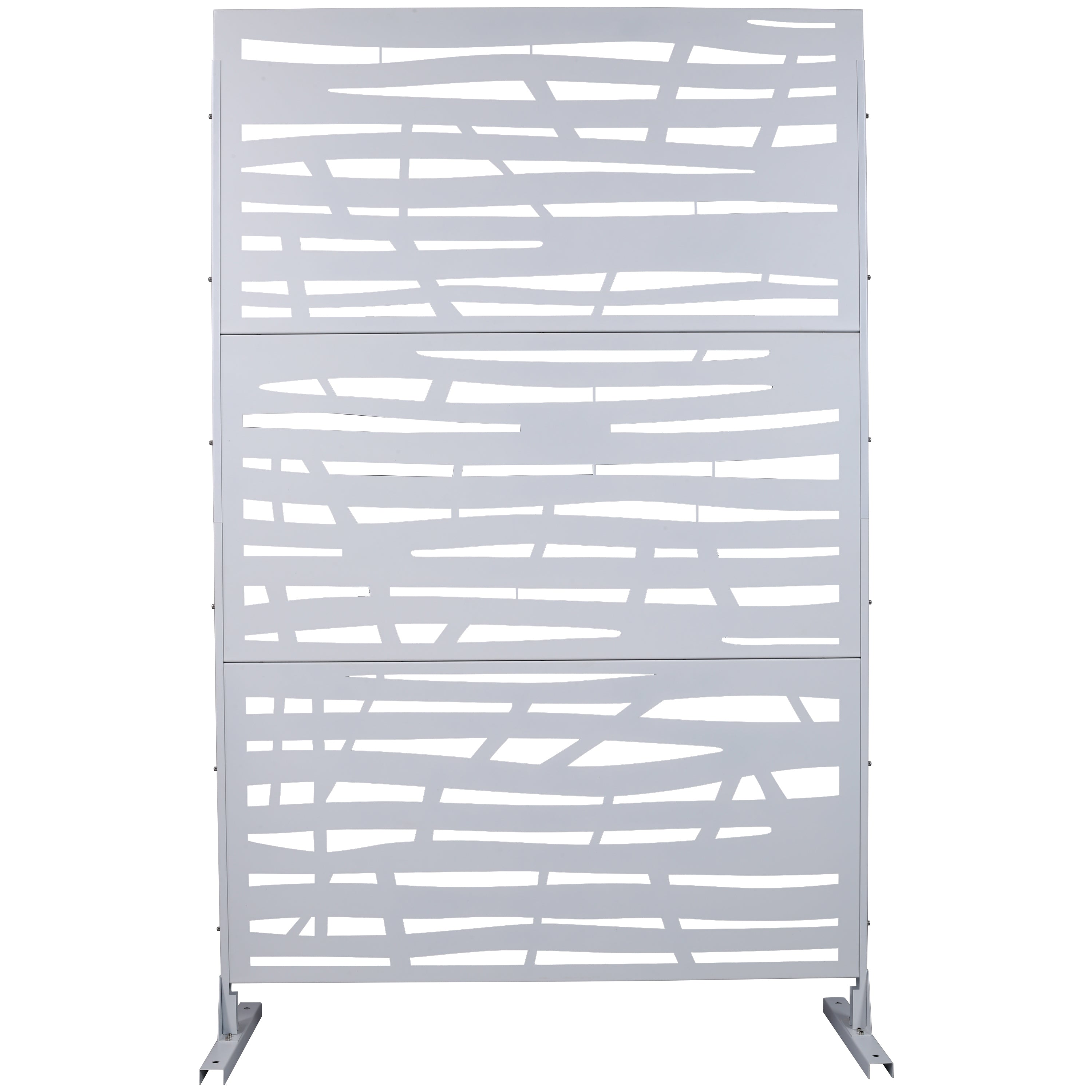 Outdoor & Indoor Privacy Screen Metal Privacy Screen 76' H×48' W, Freestanding Decorative Screen for Deck Balcony Patio in White