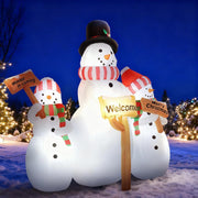 6.1' Blow-Up Outdoor Christmas Display Inflatable Three Snowmen with Sign Each