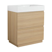 Modern Oak 30' Bathroom Vanity with Single Sink and Double Drawer, Freestanding Engineered Wood Cabinet