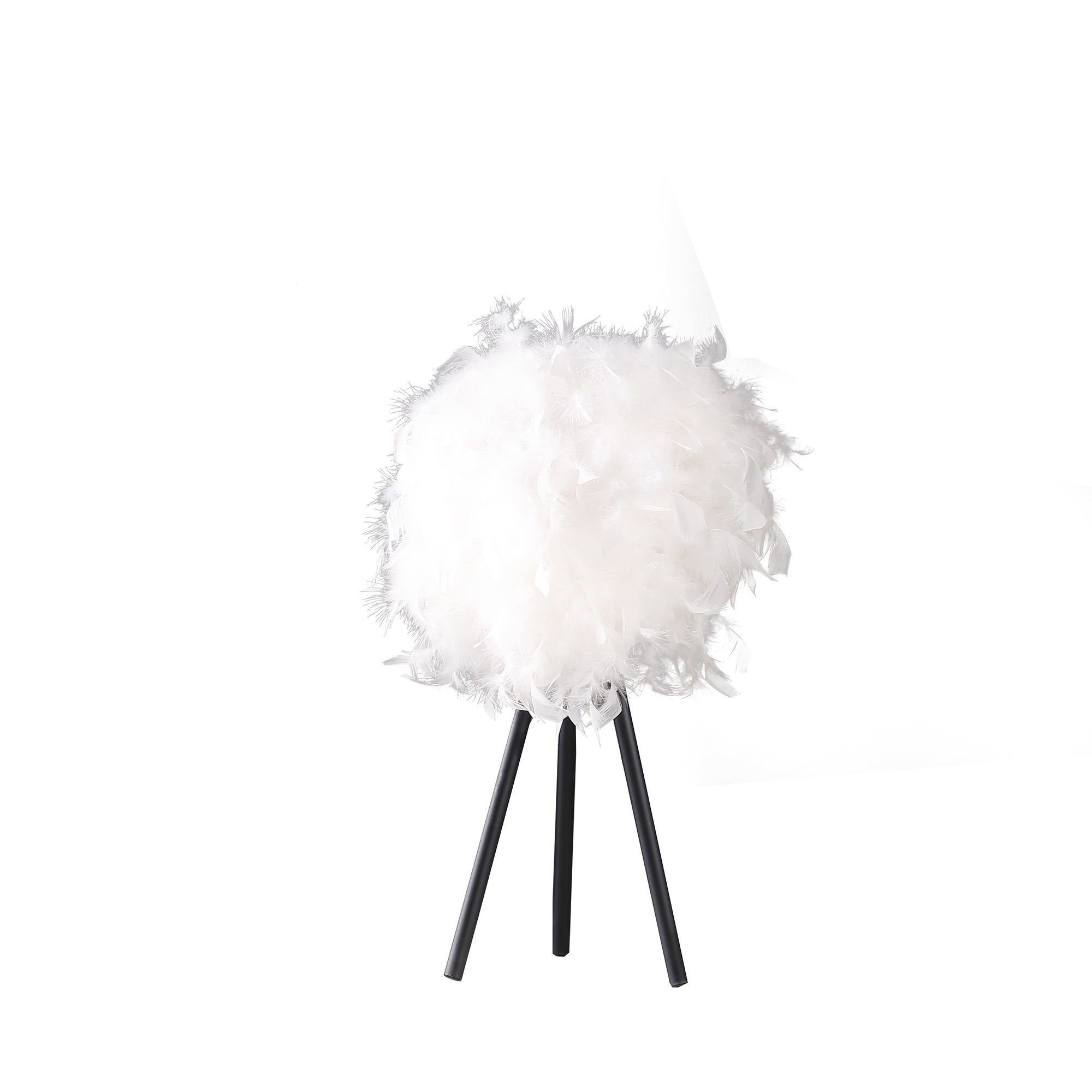 20.5' In Pure White Feather Shade Tripod Modern Metal Table Lamp