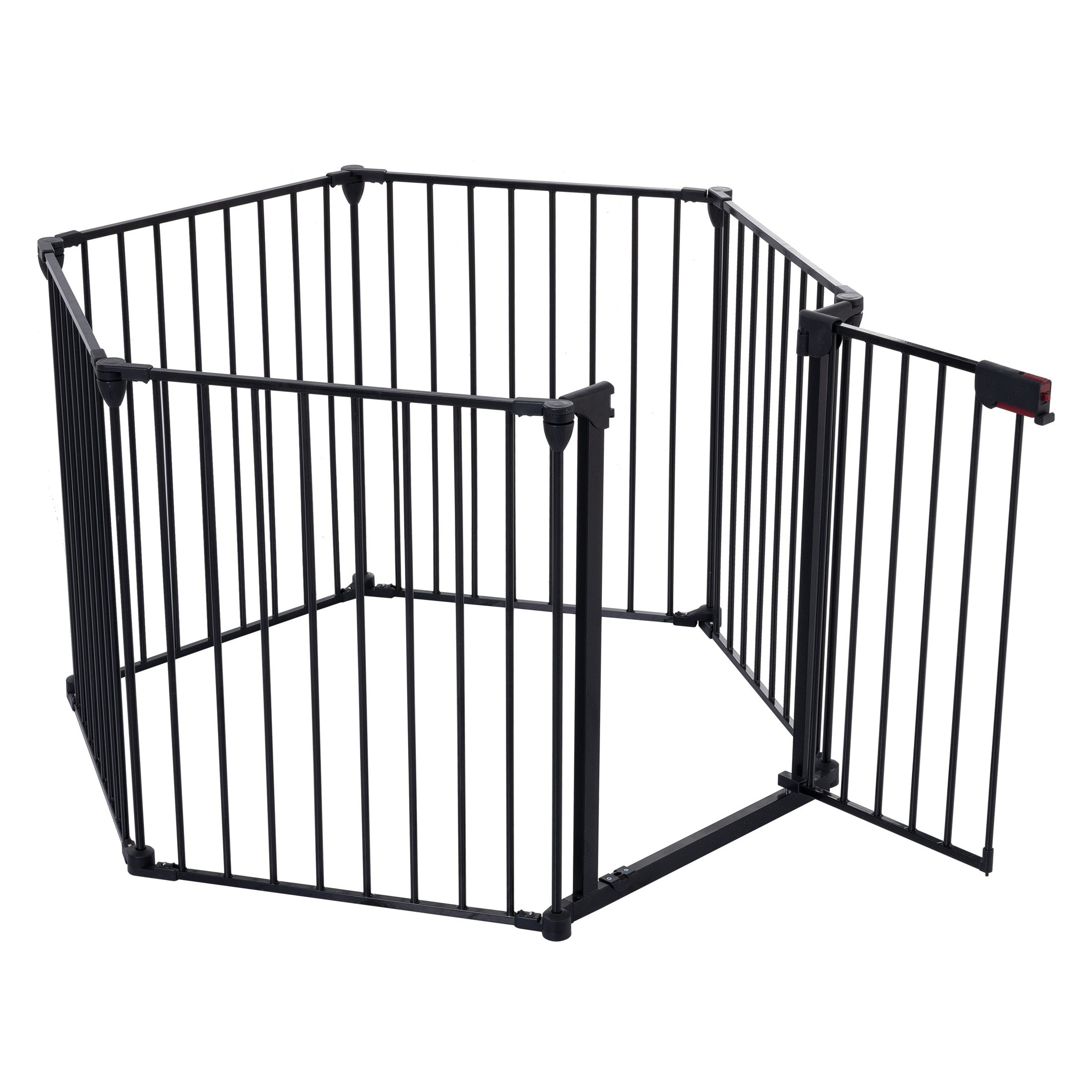 150' Adjustable Safety Gate 6 Panels Play Yard Metal Doorways Fireplace Fence Christmas Tree Fence Gate for House Stairs Gate prohibited area fence