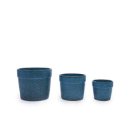 3 Pieces Ceramic Flowerpot, Modern Planter for Patio, Garden or Windowsills - Antique Blue