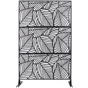 Outdoor & Indoor Privacy Screen Metal Privacy Screen 76' H×48' W, Freestanding Decorative Privacy Screen for Deck Balcony Patio, Privacy Fence Panels for Outside Lawn Garden PS111 BLACK