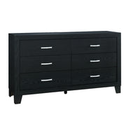 CARLOS Black Dresser with 6 Drawers and Glamour Hardware in Solid Wood and MDF