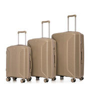 20'/24'/28' 3 pcs/set in PP Spinner Wheel Luggage, Carry on Suitcase, Matching Color, Combination Lock (Champagne)