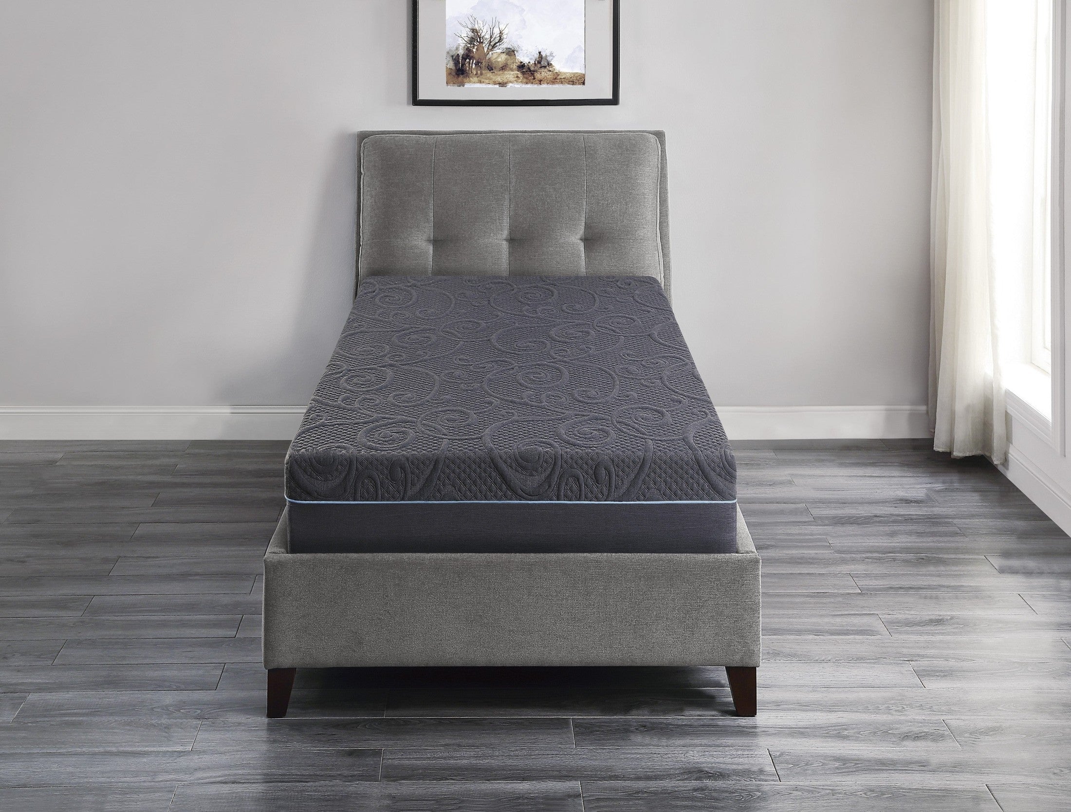 11-inch Twin Size Bed Mattress Gel-Infused Memory Foam Hybrid Mattress, Dark Gray, Mattress in a Box