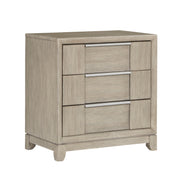 Light Gray Finish 3-Drawers Nightstand with Charging Port Modern Style Bedroom Furniture 1pc Bedside Table