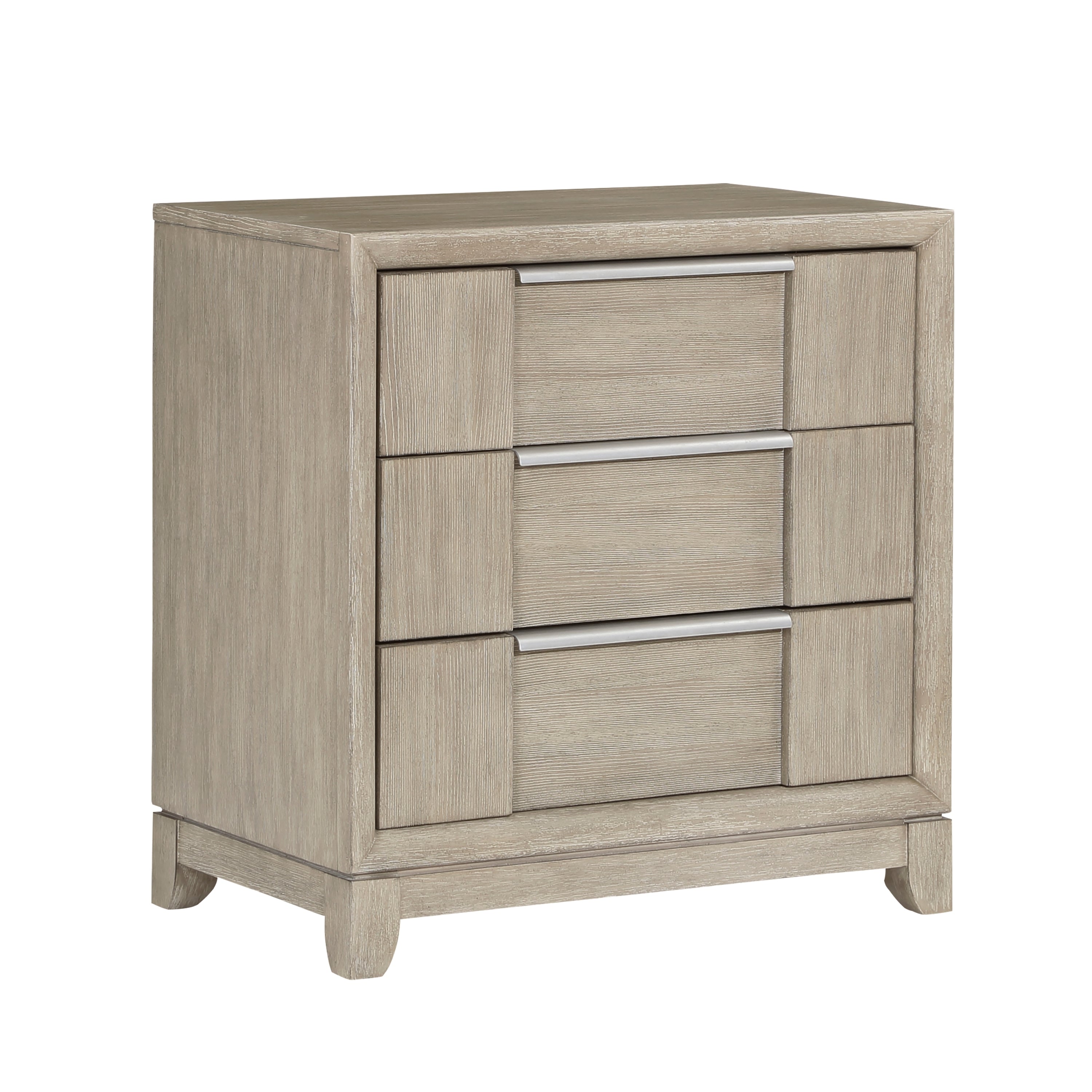 Light Gray Finish 3-Drawers Nightstand with Charging Port Modern Style Bedroom Furniture 1pc Bedside Table