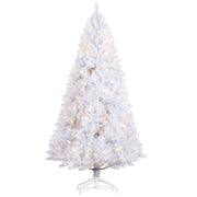 HOMCOM 7.5' Tall Prelit Christmas Tree Douglas Fir Artificial Christmas Tree with Realistic Branches, 500 Warm White LED Lights and 1346 Tips, White
