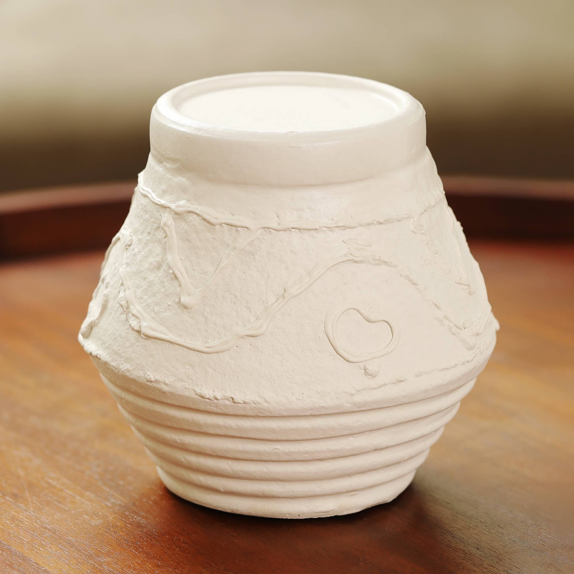 Organic Pattern Terracotta Candle Holder 5.2x5.2x5.5'' Rustic Candle Stand for Ambient Lighting