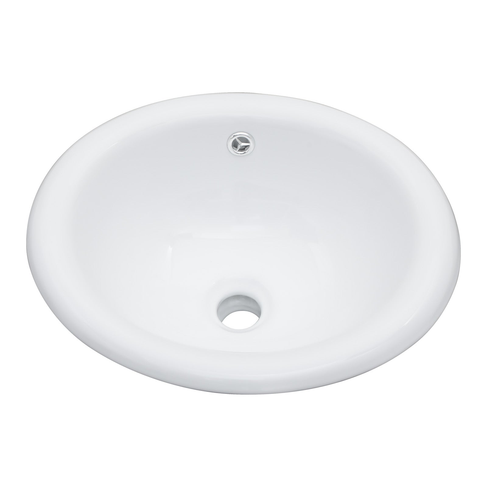 Modern White Semi-Recessed Ceramic Bathroom Sink with Countertop Vessel Design, 17'x15.5'