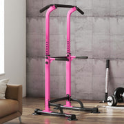Adjustable Pull Up Bar & Dip Station - 10 Height Settings, 400LBS Capacity, Multifunctional Home Gym Strength Trainer for Men & Women,Pink+Black