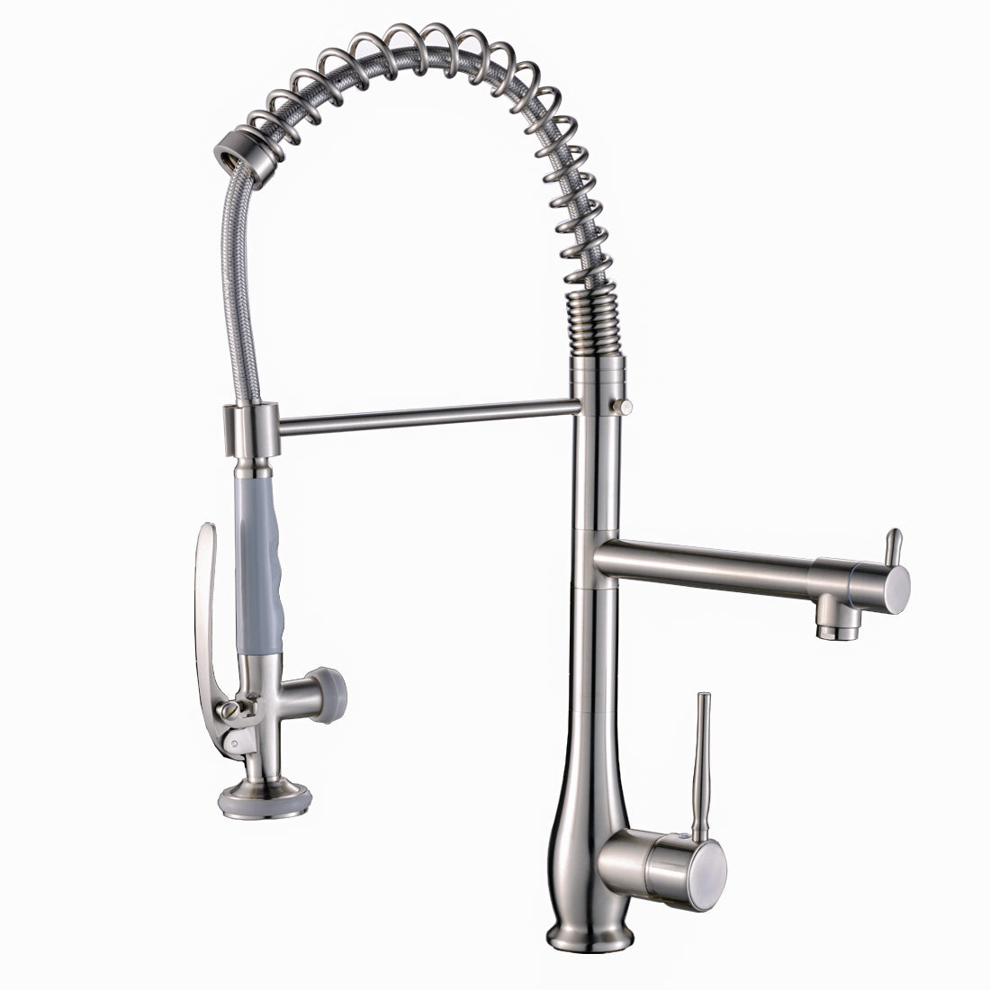 Commercial Kitchen Faucet Pull Down Sprayer Brushed Nickel Single Handle Kitchen Sink Faucet