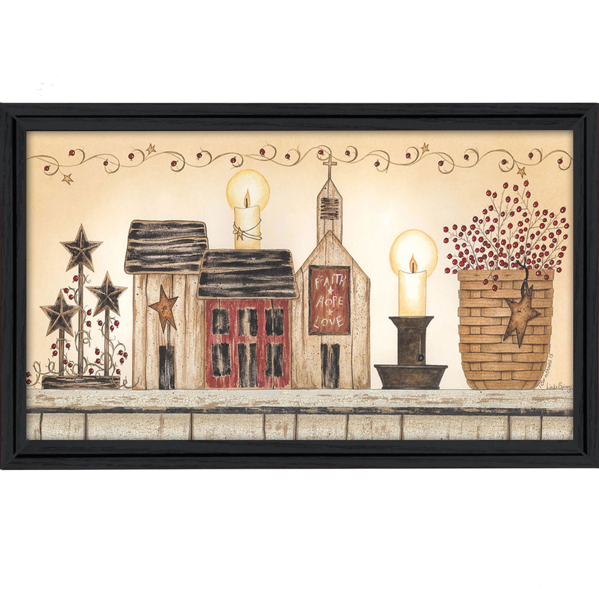 'Faith Hope and Love' By Linda Spivey, Printed Wall Art, Ready To Hang Framed Poster, Black Frame