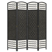 HOMCOM 4 Panel Room Divider, Folding Privacy Screen, 5.6' Room Separator, Wave Fiber Freestanding Partition Wall Divider, Black