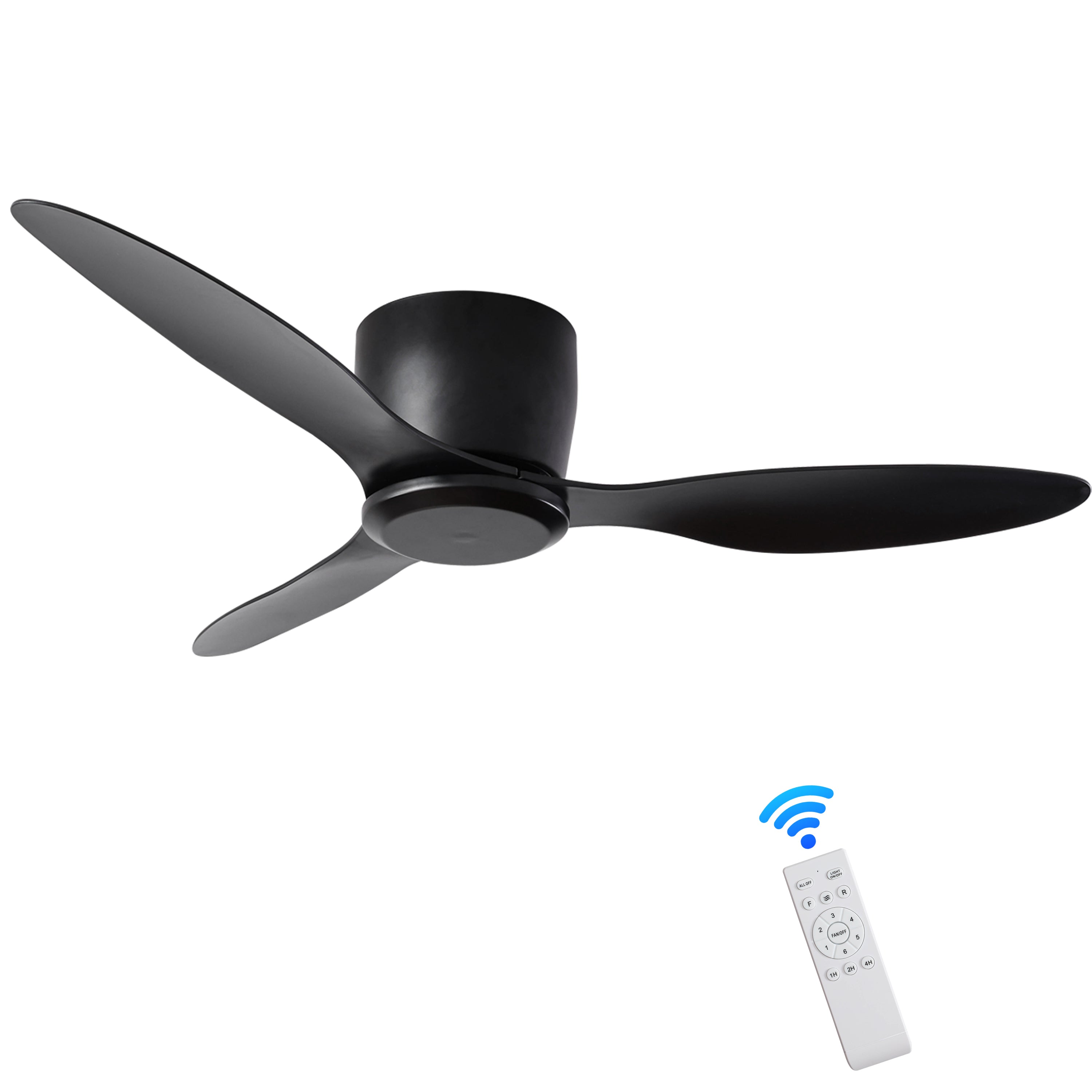 42' Flush Mount Ceiling Fan without  light,  3 Reversible Blades, with 6 Speeds Reversible DC Motor,Low Profile  Ceiling Fan with no light for Living Room Kitchen Bedroom