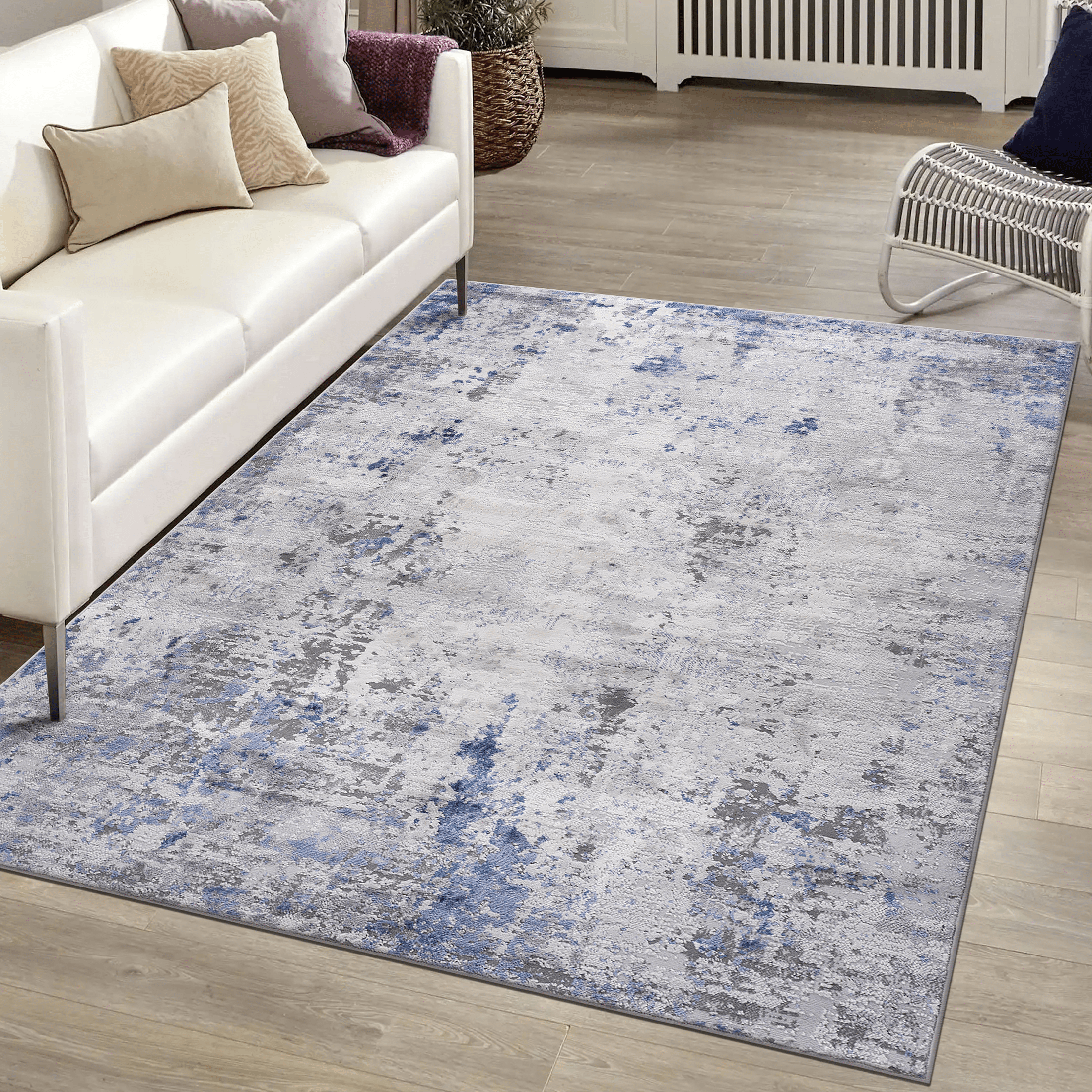 MARFI Collection 5X7 Silver / Blue / Abstract Area Rug