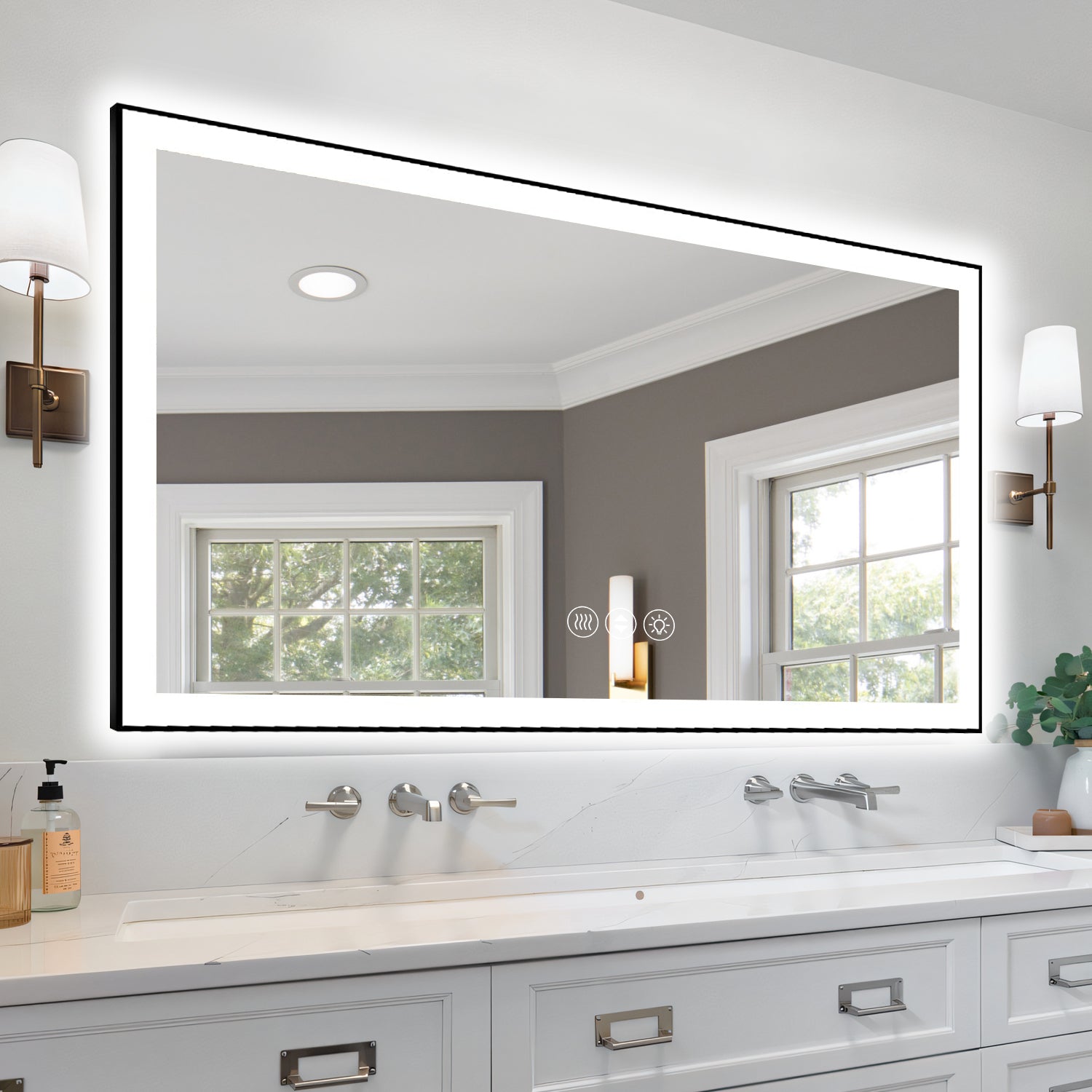 55x30 Inch Frameless LED Bathroom Mirror,Smart Mirror