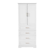 Modern Elegant Bathroom Cabinet with 3 Drawers, Adjustable Shelf, MDF Panels, Steel Handles, Soft-Close Doors, 72.2'' Tall, White