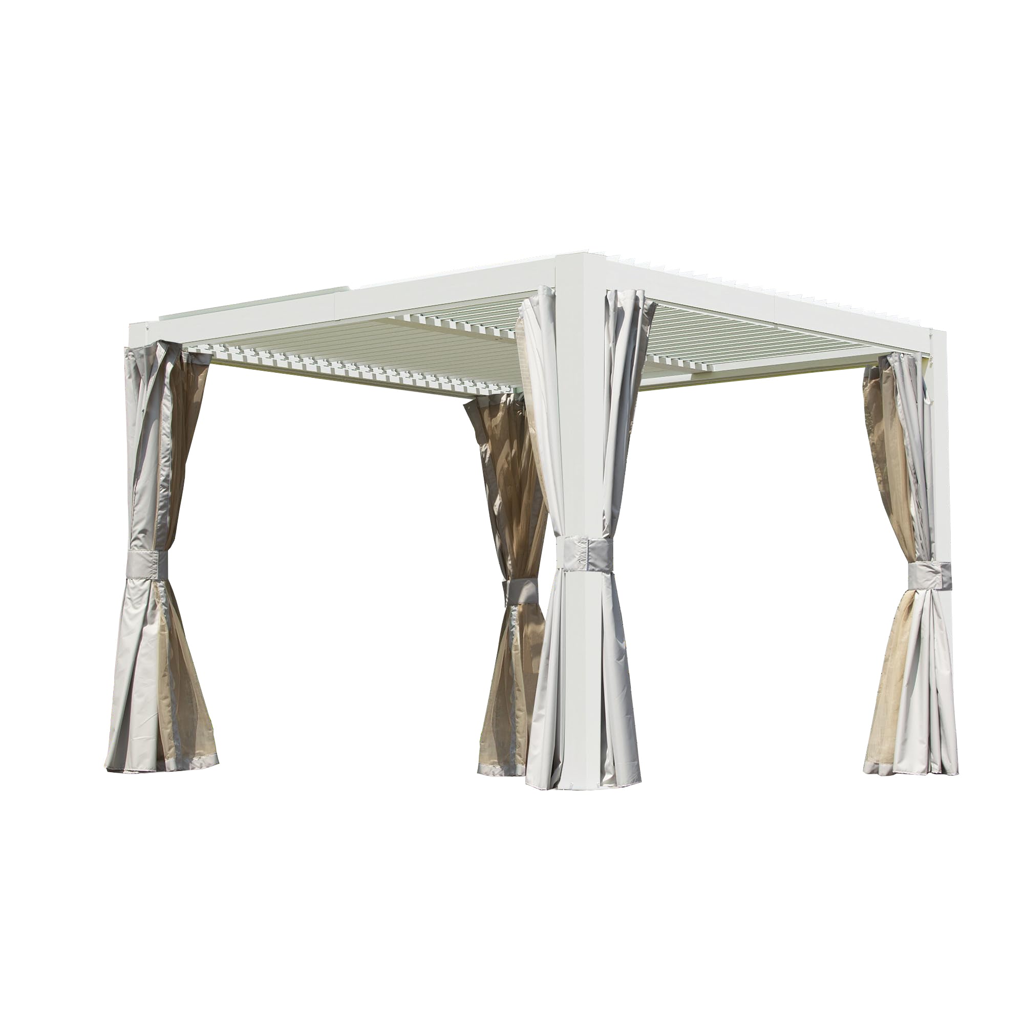 10x10 FT Outdoor Louvered Pergola with Adjustable Louvers-White