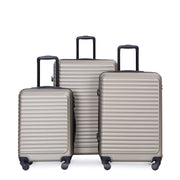 3 Piece Luggage Set ABS Lightweight Suitcase with TSA Lock and Spinner Wheels in Gold