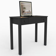 Makeup Vanity Desk with Mirror - 3-Level Adjustable LED Lighting, Flip-Top Storage 2 Drawers & 3 Removable Organizer Boxes, Multifunctional Compact Dressing Table for Bedroom, 15.75 Inch Width-Black