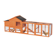 113.5' Large Wooden Chicken Coop Outdoor Hen House with Run, Waterproof Roof & Nesting Box, Secure Lock, Removable Tray, Ramp & Perch for 2–4 Chickens or Small Pets