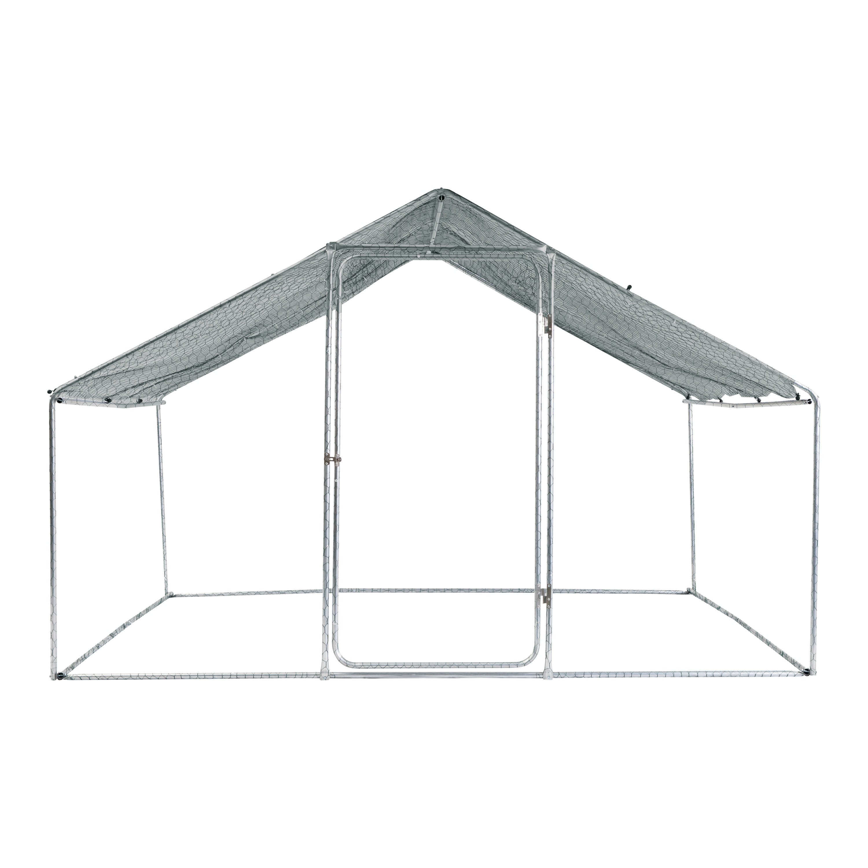 XPT033 Outdoor Chicken Coop Large Space 10X6X6FT Silver Grey Metal