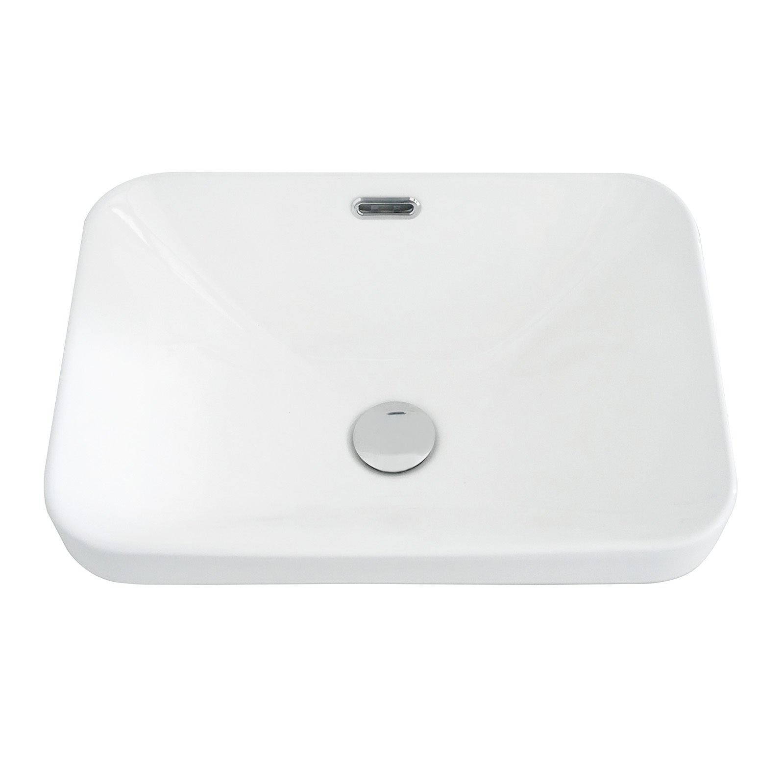 BB12-18-101, Integrated White Ceramic Basin, Drain NOTIncluded